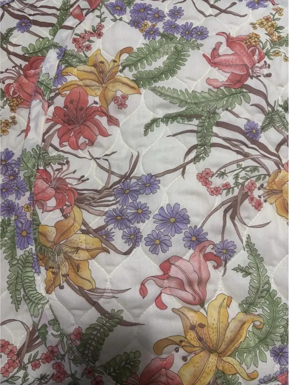 Vintage Handmade Floral 4 Quilted Placemats & 4 Cloth Napkins Printine Condition